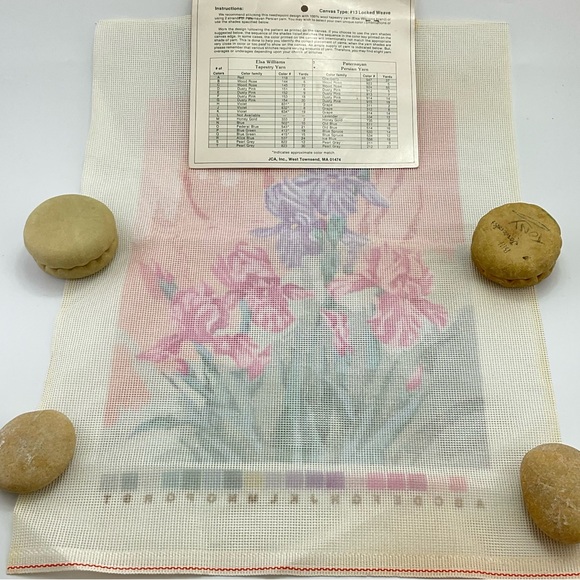 Vtg Elsa Williams Needlepoint Canvas, No. 23343, IRIS FANTASY, Hand Printed - Picture 6 of 8